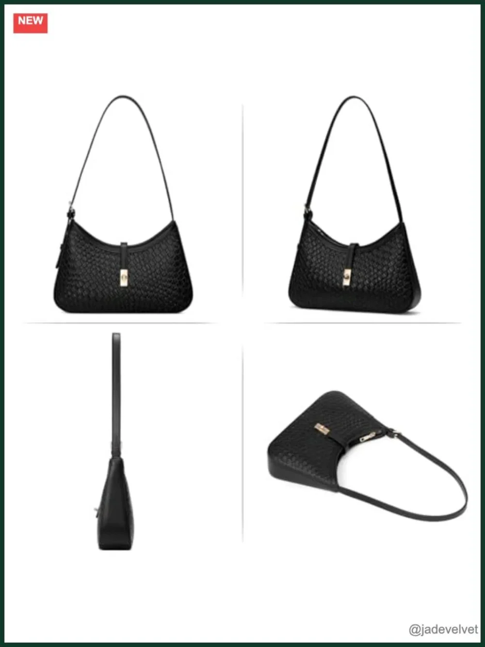 Vegan Leather Hobo Crossbody Bag with Adjustable Strap Crescent Shape